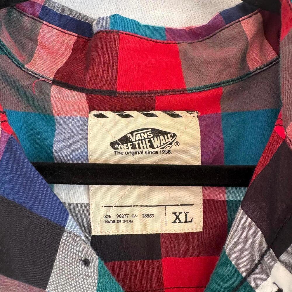 Vans Mens Short Sleeve Plaid Button-Up Shirt Size XL - Picture 4 of 7